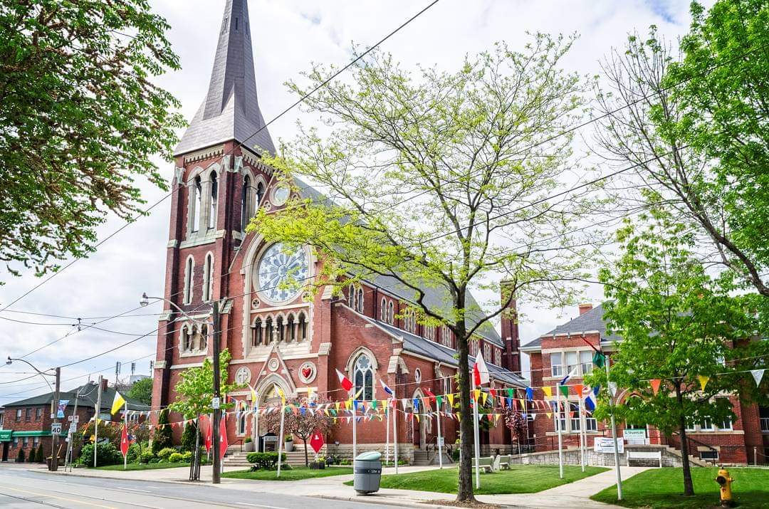 Outside view of the Church decorated for the Holy Spirit feast