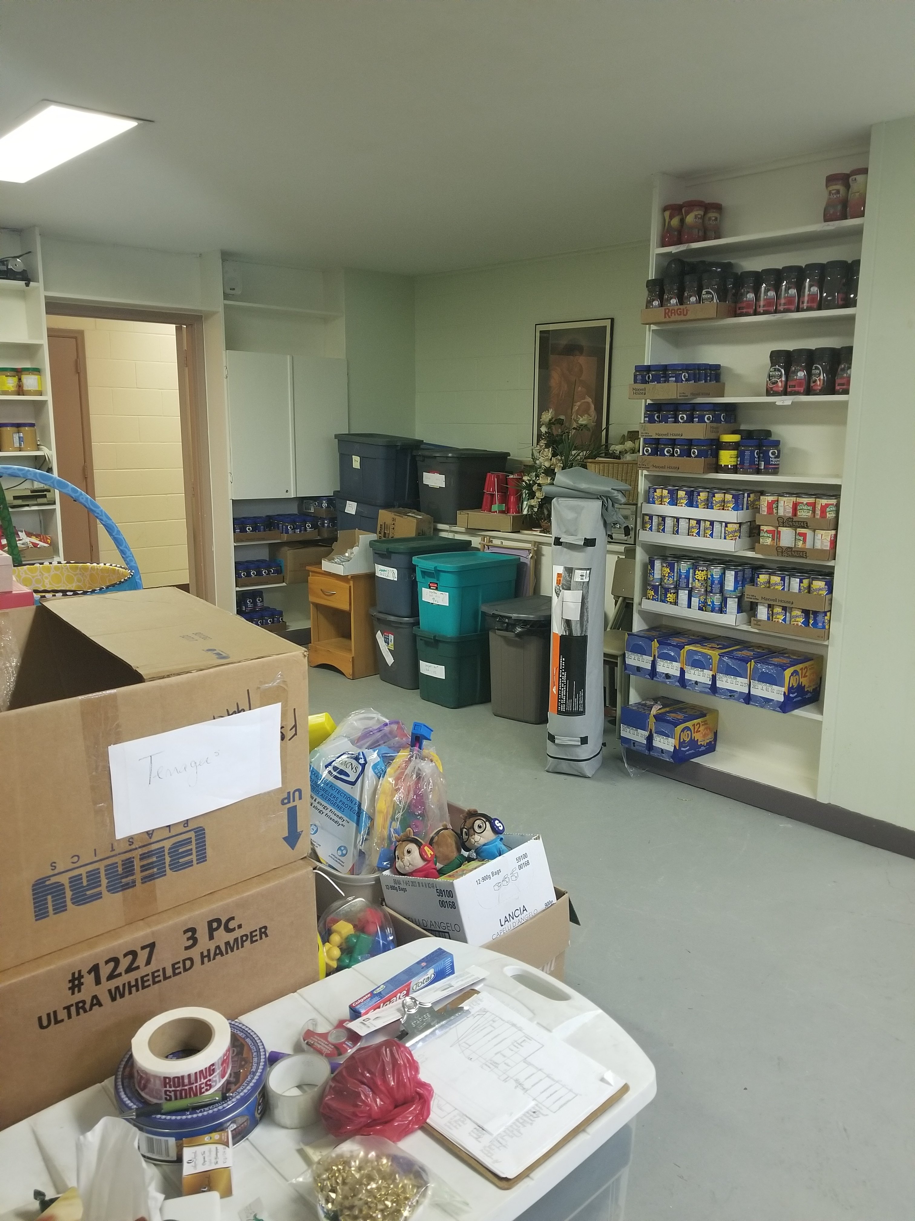 Food donations at church basement