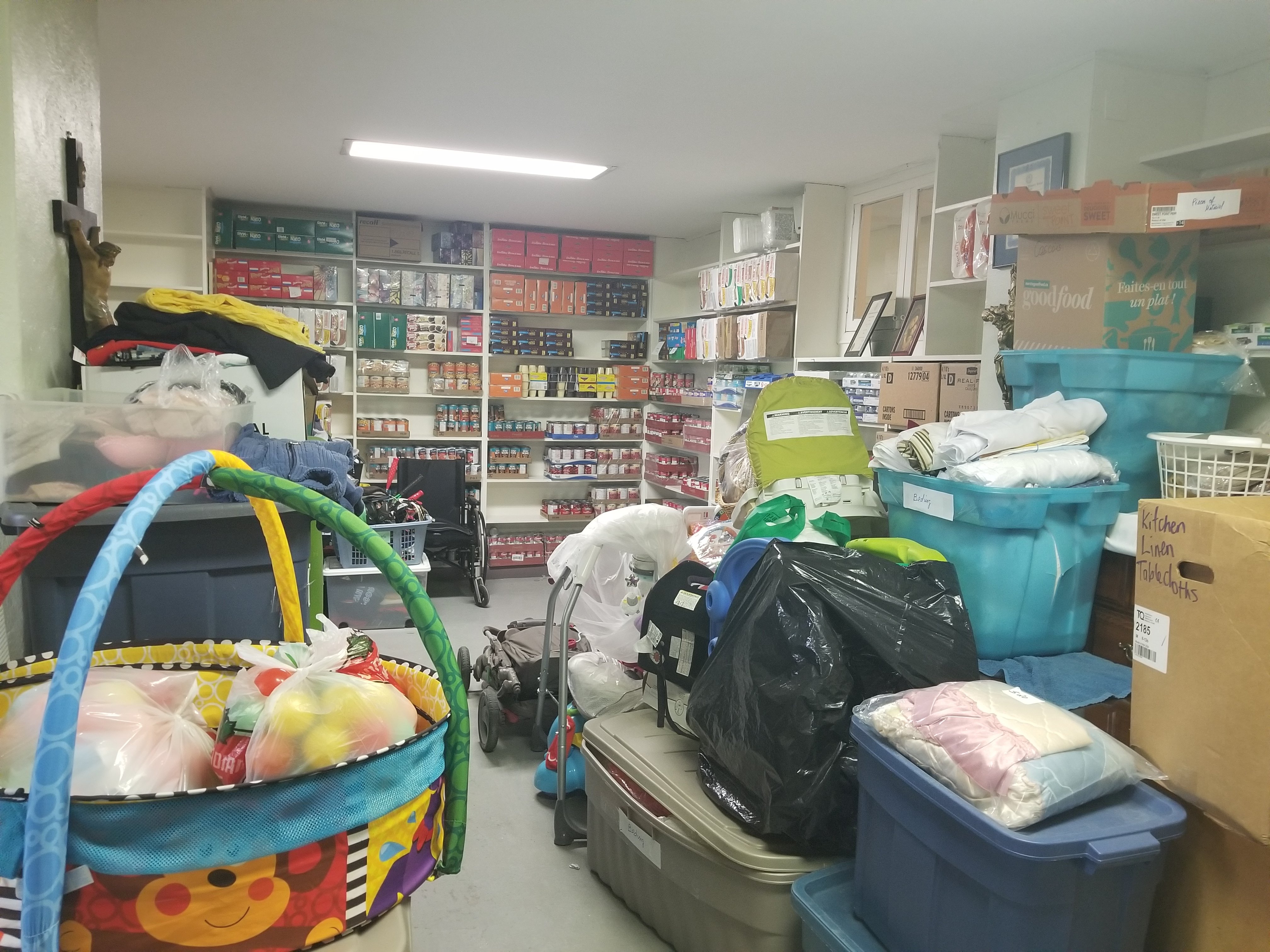 Donations stored at Church basement